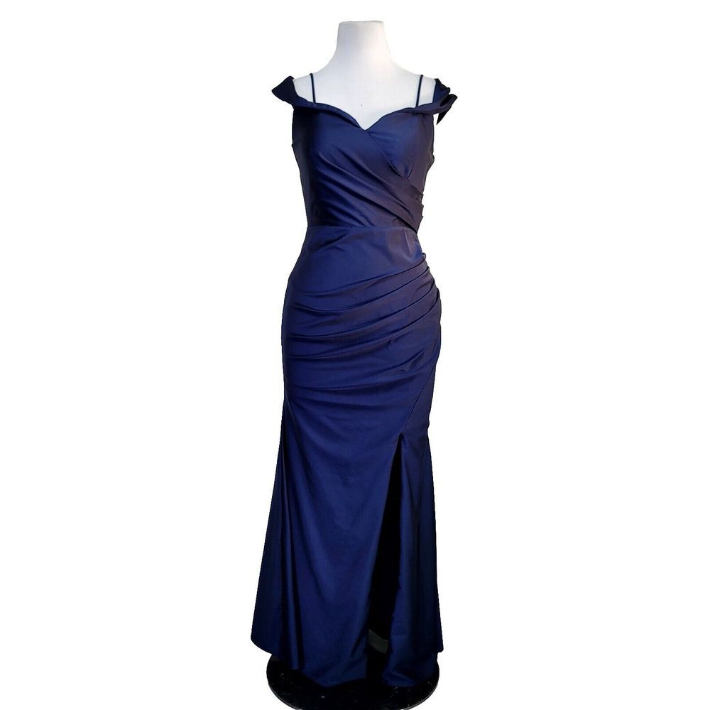 Jo+El Company Womens XL Midnight Blue Off The‎ Shoulders Ruched Waist Dress